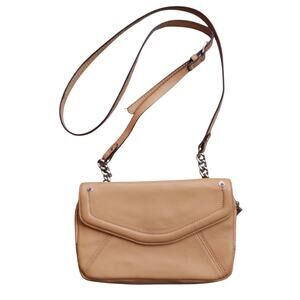 Tignanello Pebbled Leather Crossbody Purse Bag Handbag Storage Camel Tan Beige